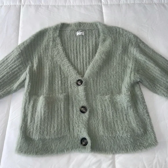 Fuzzy Sage Green Cardigan Sweater from CottonOn